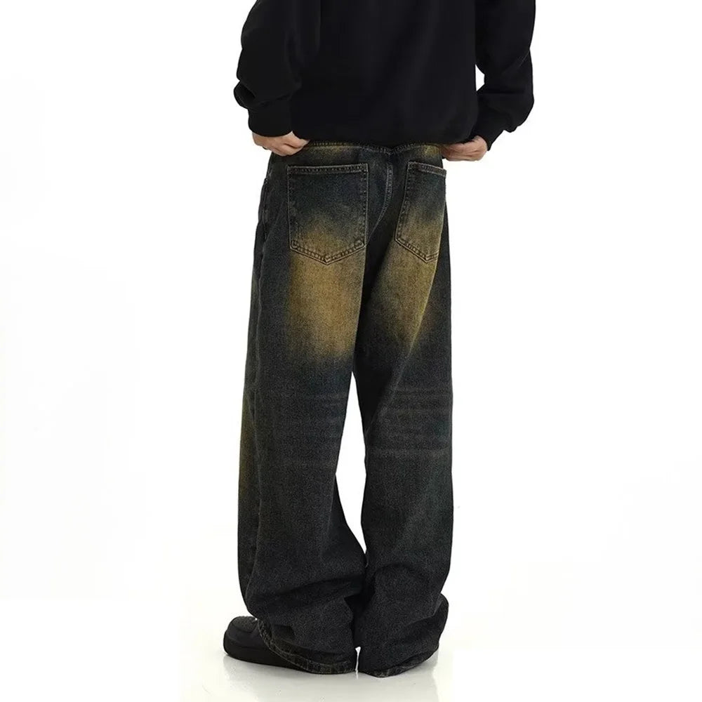 Men's Retro Casual Washed Jeans - American Streetwear Summer
