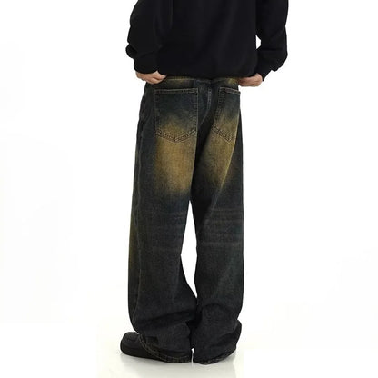 Men's Retro Casual Washed Jeans - American Streetwear Summer