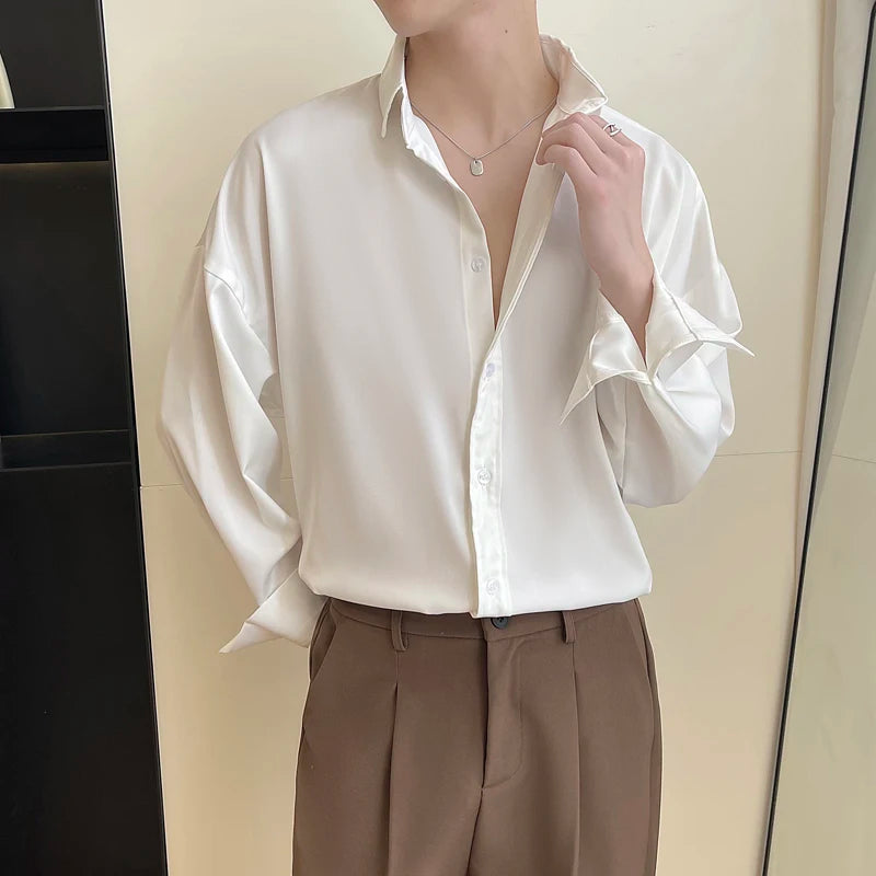 Men's Oversized Ice Silk Formal Shirt