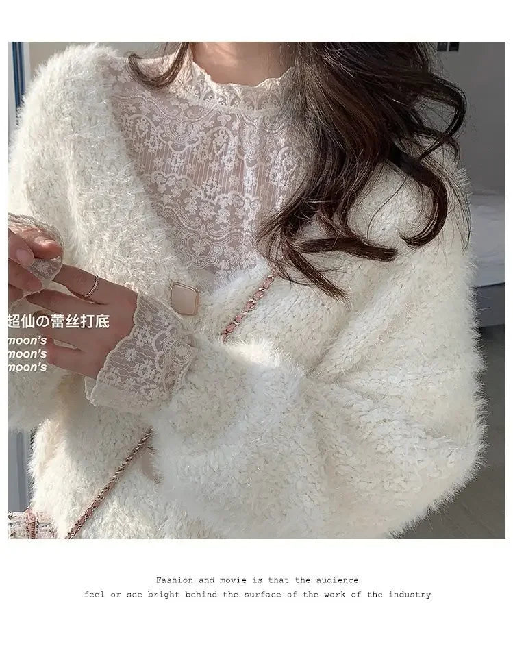 Qadın Krujeva Köynək Payız Uzun Qollu Turtlenock Mesh