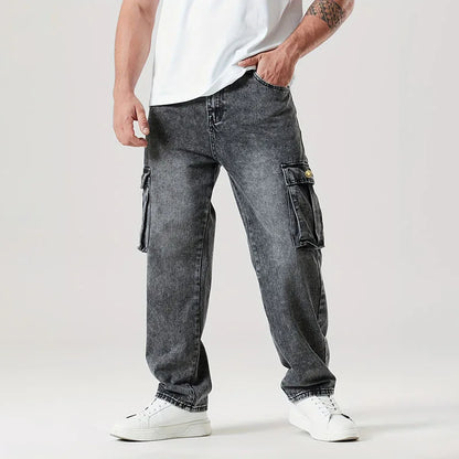Korean Casual Comfortable Loose Jeans - Men Large Pocket