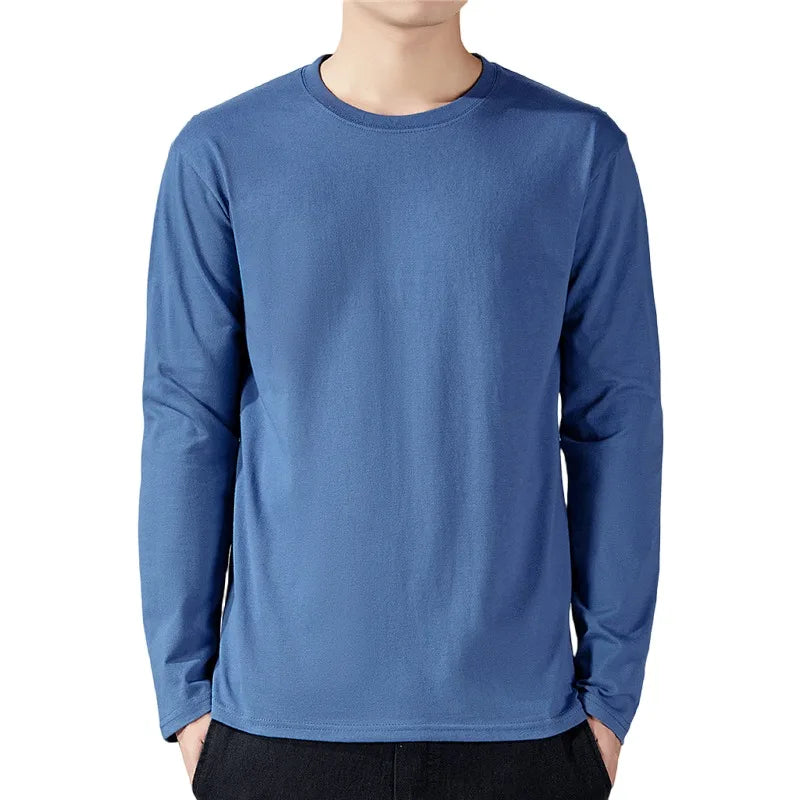 Men's Cotton Solid Color Long Sleeve Undershirt