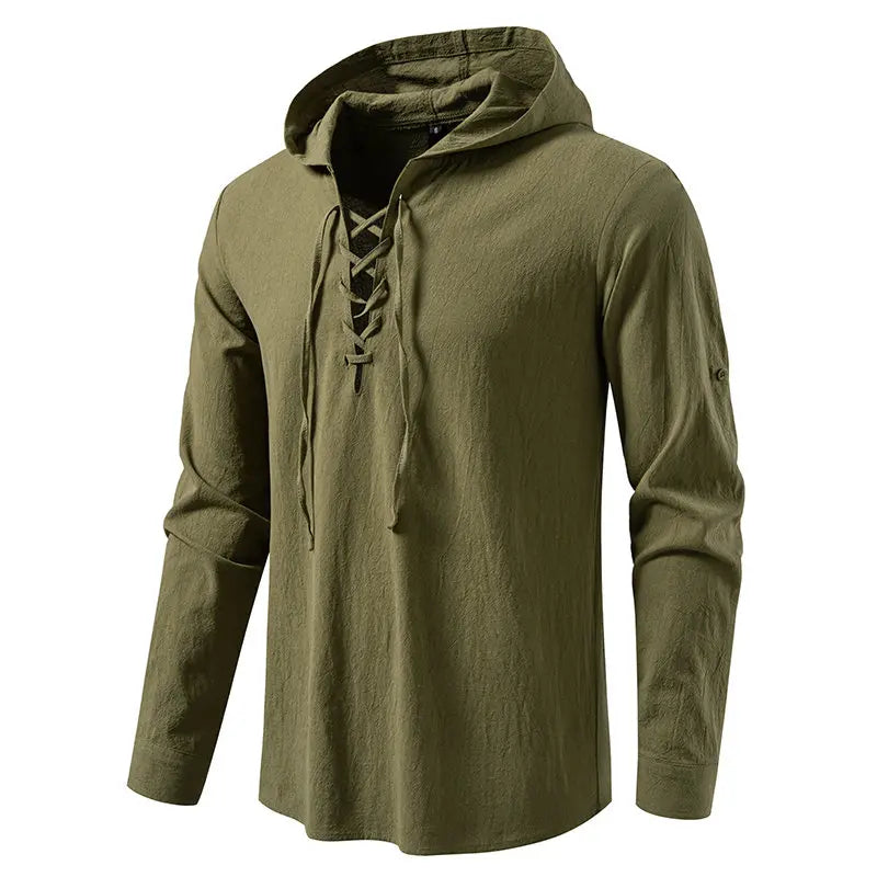 Men's Hooded Long Sleeve Pullover T-Shirt