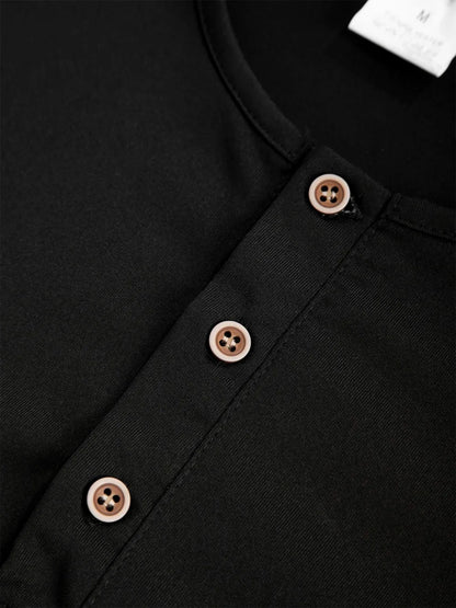 Men's Henley Slim Fit Sports Long Sleeve T-Shirt