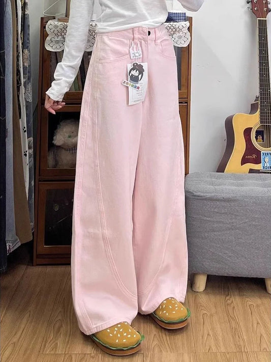 Women's Curvy Y2K Jeans - Baggy Cropped Pastel Colored