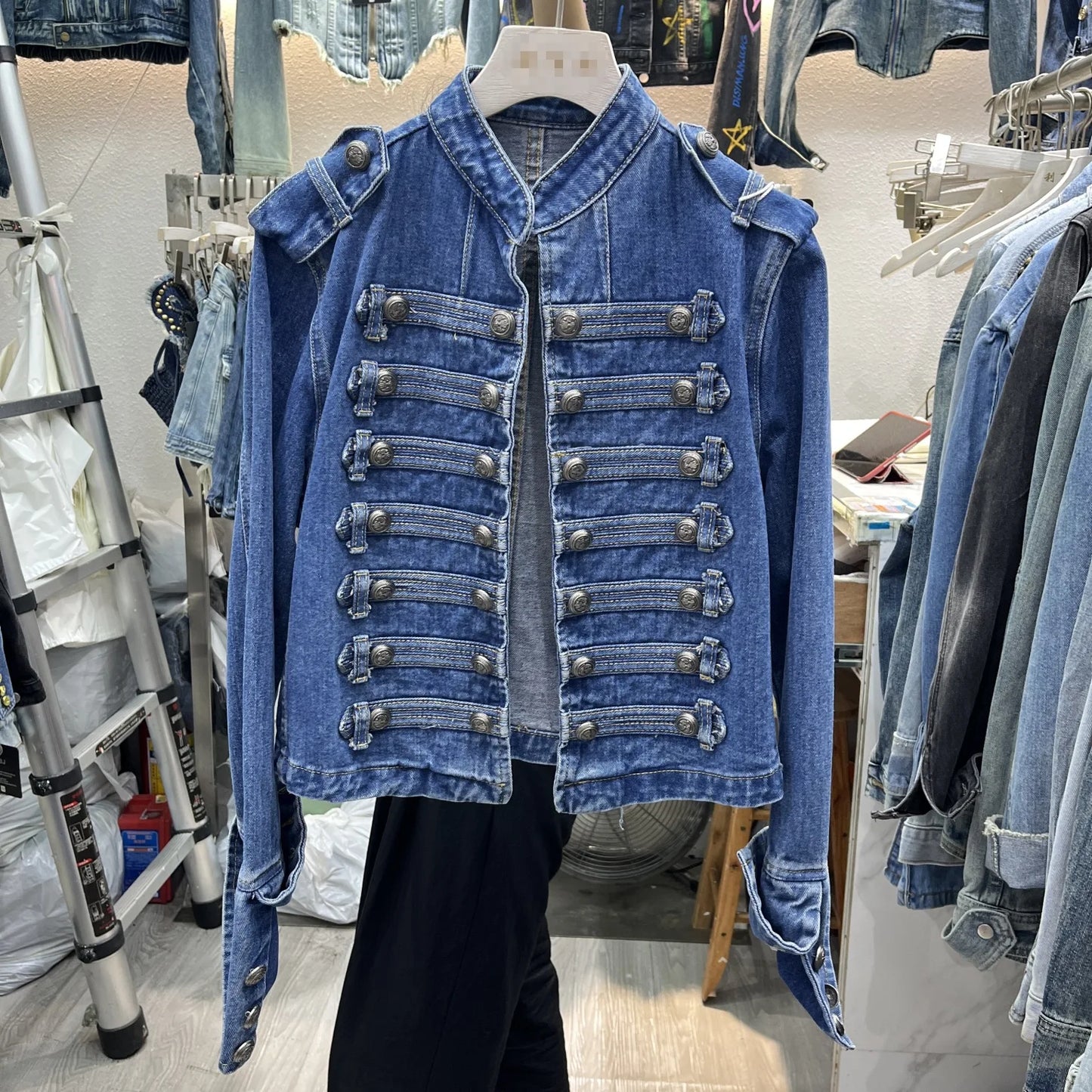 Retro Denim Military Jacket Women 2026