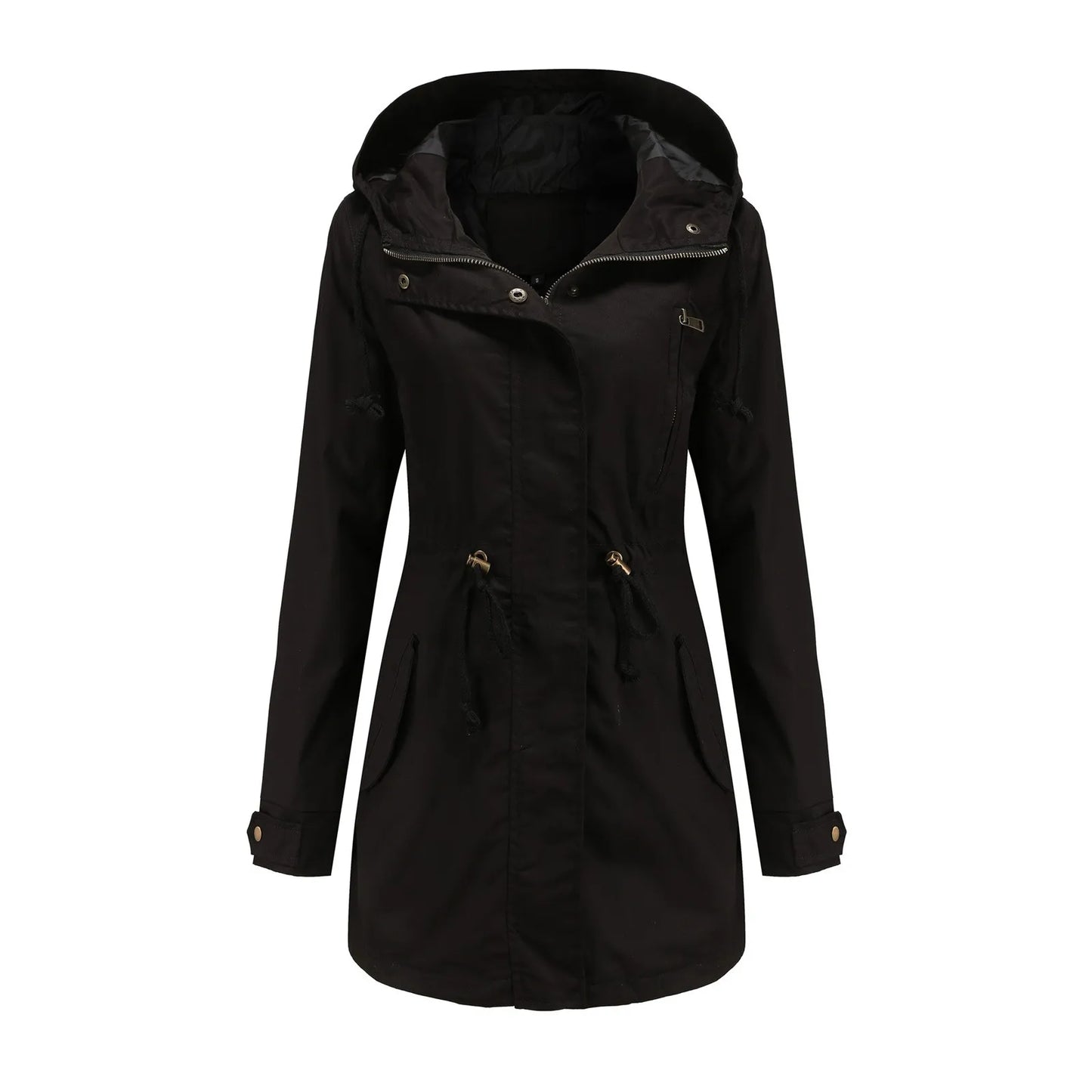 Women Hooded Trench Coat Spring Autumn Outdoor
