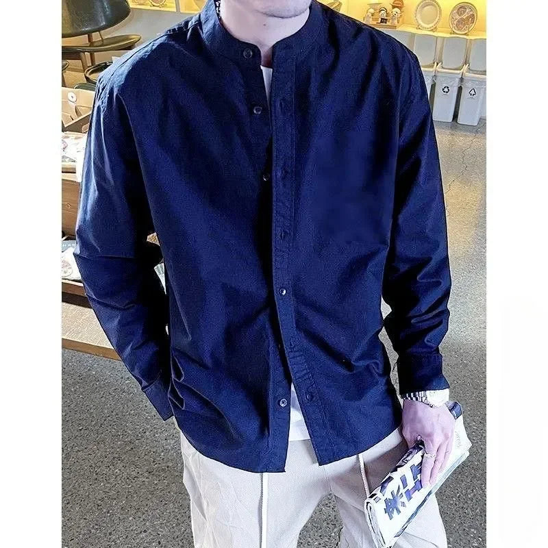Men's Korean Style Loose White Round Neck Shirt