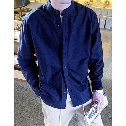Men's Korean Style Loose White Round Neck Shirt
