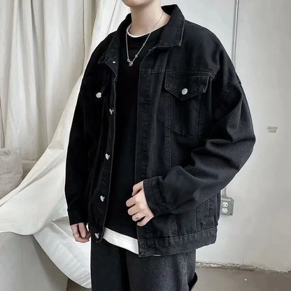 Qara Denim Qısa Pencək Kişilər üçün - Bomber Streetwear