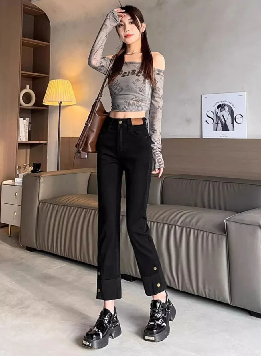 Woman Jeans High Waist Straight Leg Vintage Chic 90s