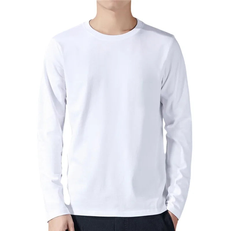 Men's Cotton Solid Color Long Sleeve Undershirt