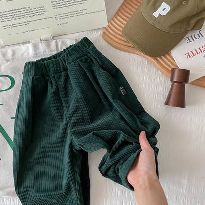 Kids Korean Corduroy Wide Leg Warm Trousers