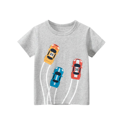 Boys' Cotton Cartoon Short Sleeve T-Shirt 2-8Y