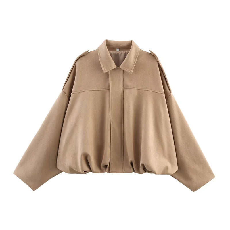 Qadın Bomber Gödəkçələri Paltolar Moda Vintage Dəbli Yaxalıq