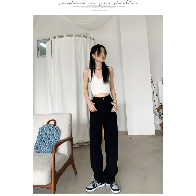 Women Denim Jeans 2025 Autumn Winter High Waist Wide Leg