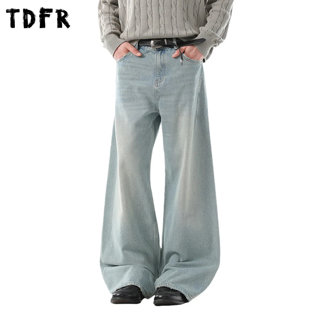 Men's Ripped Straight Jeans - Pocket Retro Casual Distressed