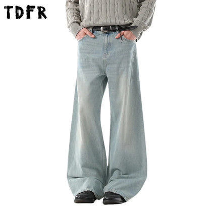 Men's Ripped Straight Jeans - Pocket Retro Casual Distressed