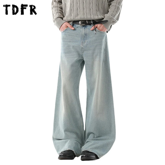 Men's Ripped Straight Jeans - Pocket Retro Casual Distressed
