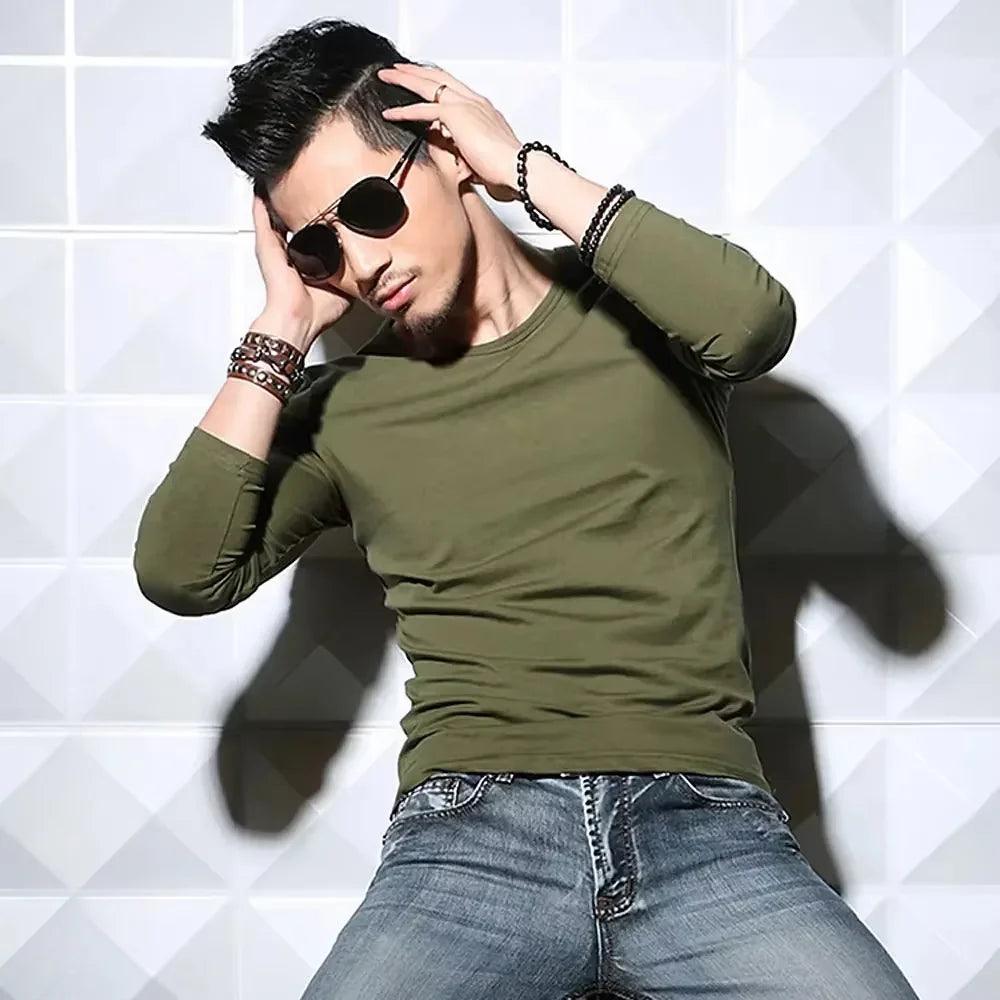 Men's Slim Fit V-Neck Polyester T-Shirt 2026