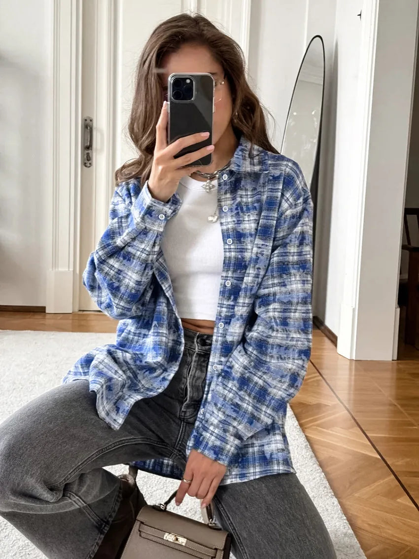 Women's Plaid Shirt Spring Autumn Long Sleeve Casual