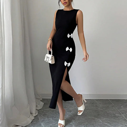 Women's Bow Vest Dress - European American Style Slim Dress