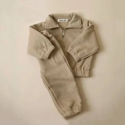 Kids Fleece Sportswear Suit - Warm Sweatshirt & Pants Set for Boys & Girls (Autumn/Winter)