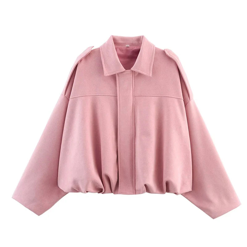 Qadın Bomber Gödəkçələri Paltolar Moda Vintage Dəbli Yaxalıq