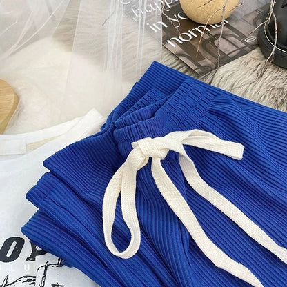 Women Pants High Stretch Waist Wide Leg Summer