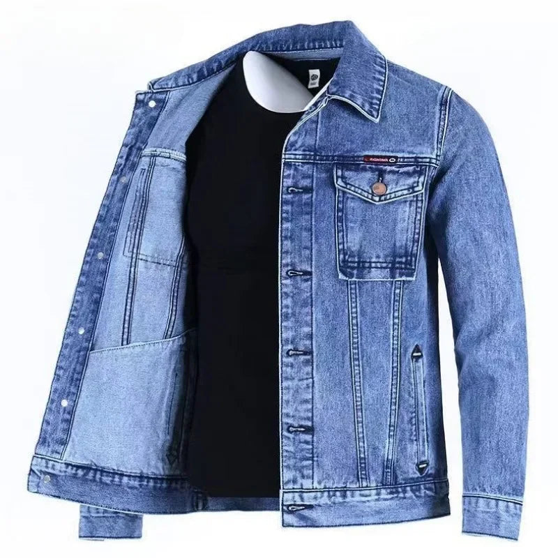 Men's Wool-Lined Denim Jacket - Winter