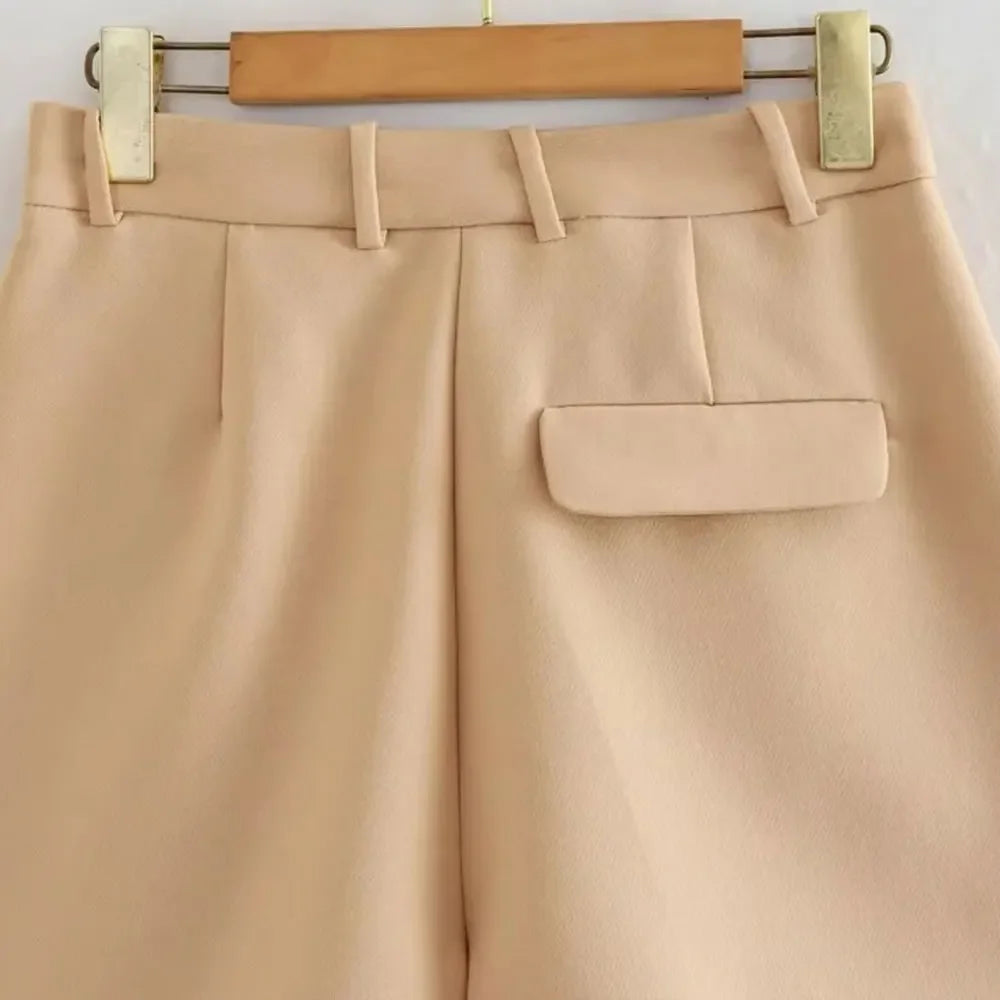 Women's Bermuda Shorts - Vintage High Waist Side Pocket Shorts