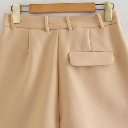 Women's Bermuda Shorts - Vintage High Waist Side Pocket Shorts