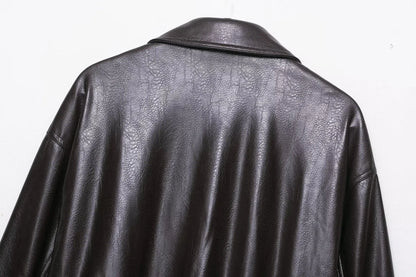 Women Jacket 2025 Fashion Faux Leather Loose Short Streetwear