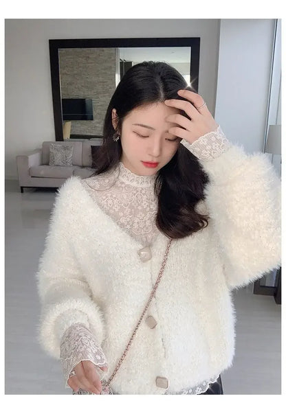 Qadın Krujeva Köynək Payız Uzun Qollu Turtlenock Mesh