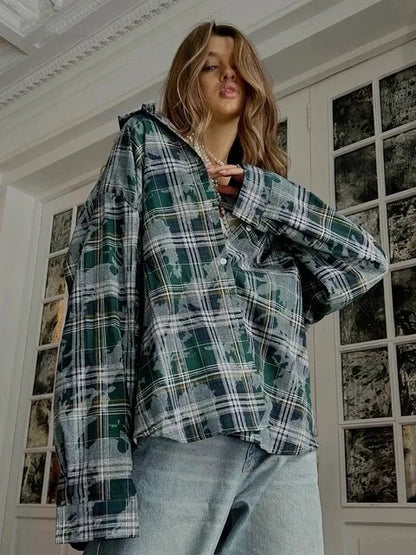 Women's Plaid Shirt Spring Autumn Long Sleeve Casual