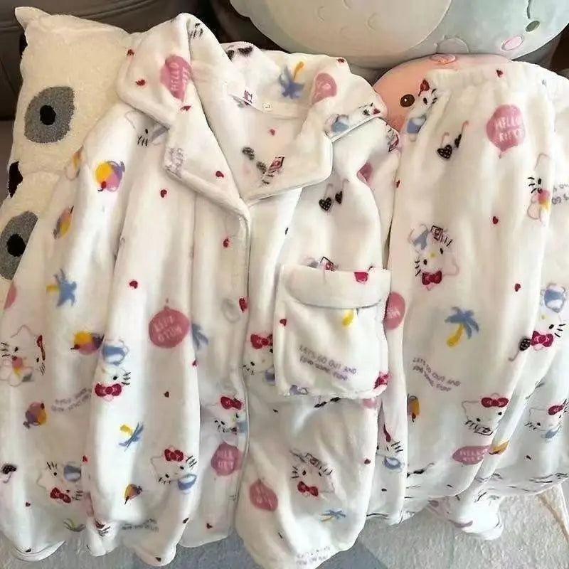Women's Hello Kitty Flannel Pajamas - Cozy Winter Sleepwear