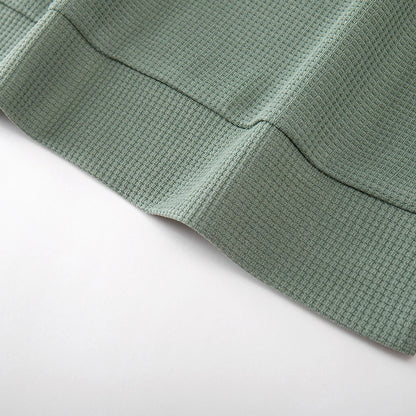Men's Waffle Round Neck Long Sleeve T-Shirt 4XL