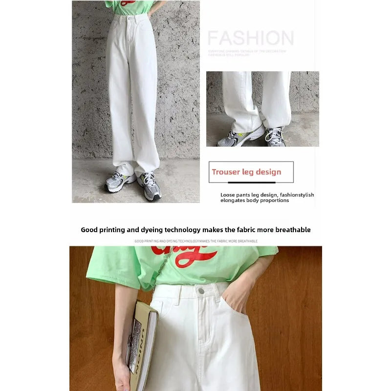 Women Denim Jeans 2025 Autumn Winter High Waist Wide Leg