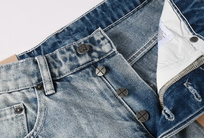 Men's Retro Embroidered Workwear Jeans