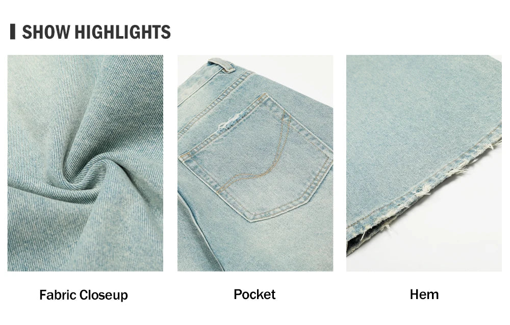 Men's Ripped Straight Jeans - Pocket Retro Casual Distressed