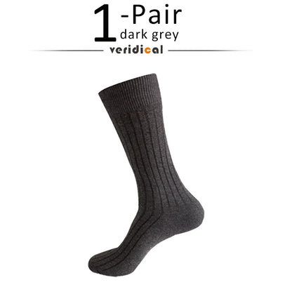 Men's Long Business Socks - Combed Cotton Striped Dress