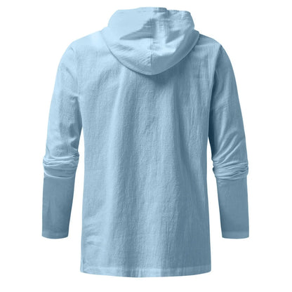 Men's Cotton Linen Hooded Sports Shirt