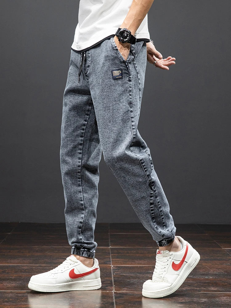 Spring Summer Black Blue Cargo Jeans Men - Streetwear Denim Jogger