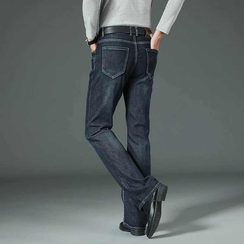 Men's Flared Boot Cut Jeans - Designer Classic High Waist