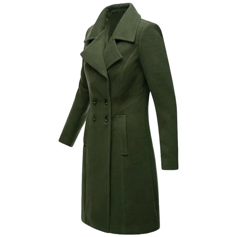 Women's Warm Winter Coat - Wool Blend Lined Jacket