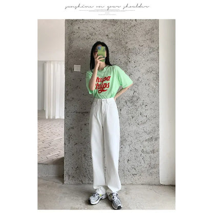 Women Denim Jeans 2025 Autumn Winter High Waist Wide Leg
