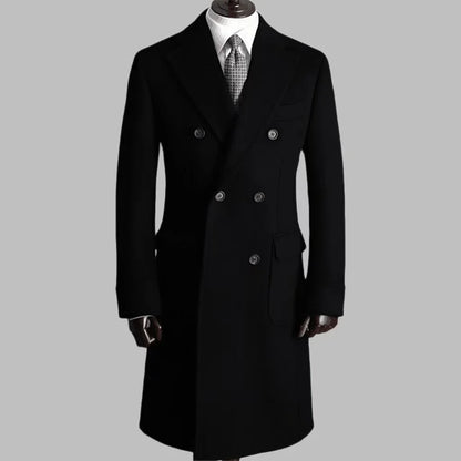 Men's Trench Coat - Notched Lapel Double-Breasted Jacket