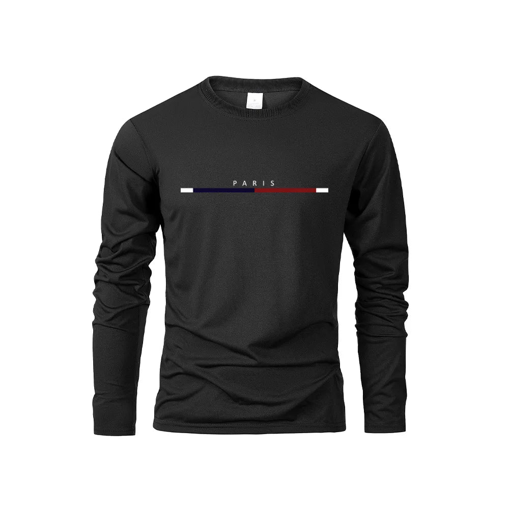 Men's Paris Print Casual Long Sleeve T-Shirt