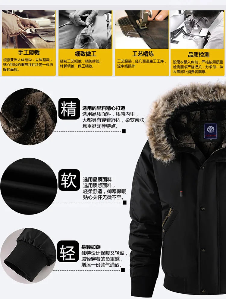 Men's Thick Padded Winter Coat - Warm Hooded Jacket