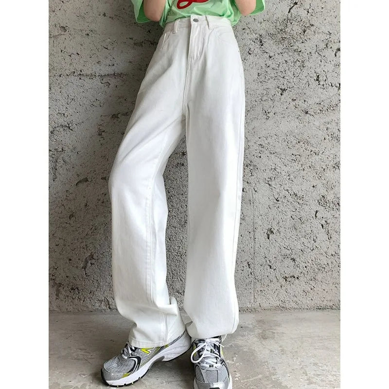 Women Denim Jeans 2025 Autumn Winter High Waist Wide Leg